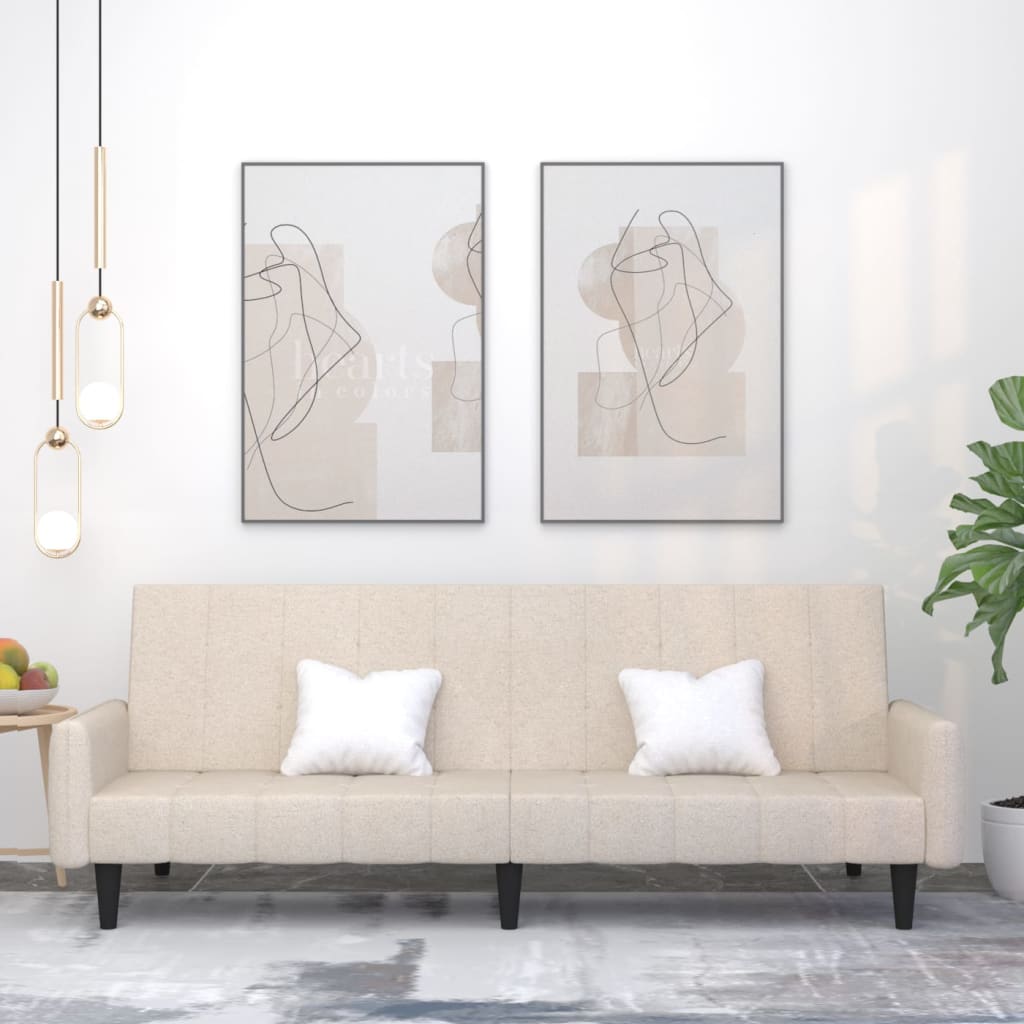 Schlafsofa 2-Sitzer Creme Mikrofasergewebe