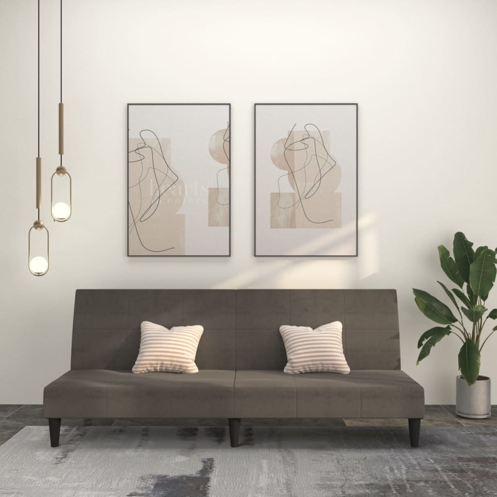 Schlafsofa 2-Sitzer Dunkelgrau Mikrofasergewebe