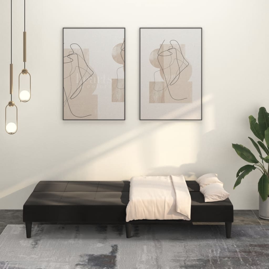 Schlafsofa 2-Sitzer Schwarz Mikrofasergewebe