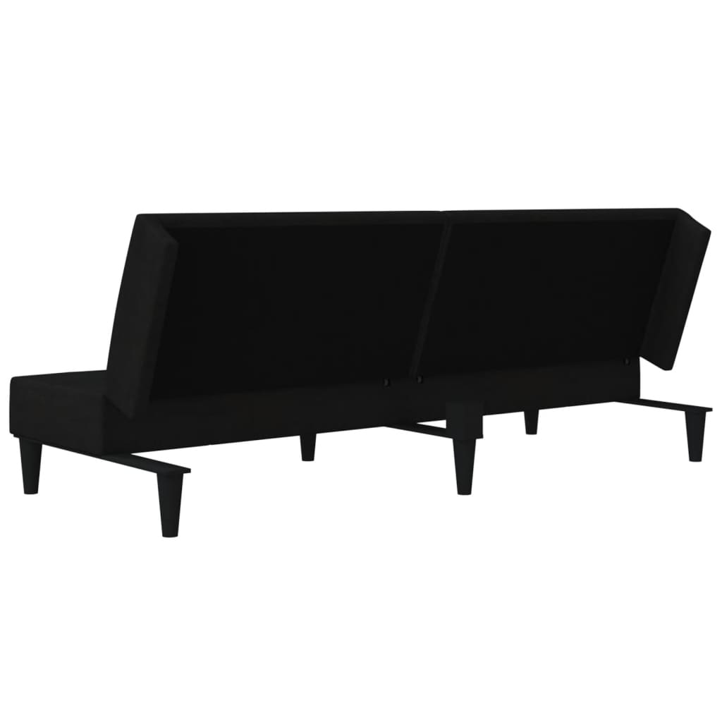 Schlafsofa 2-Sitzer Schwarz Mikrofasergewebe