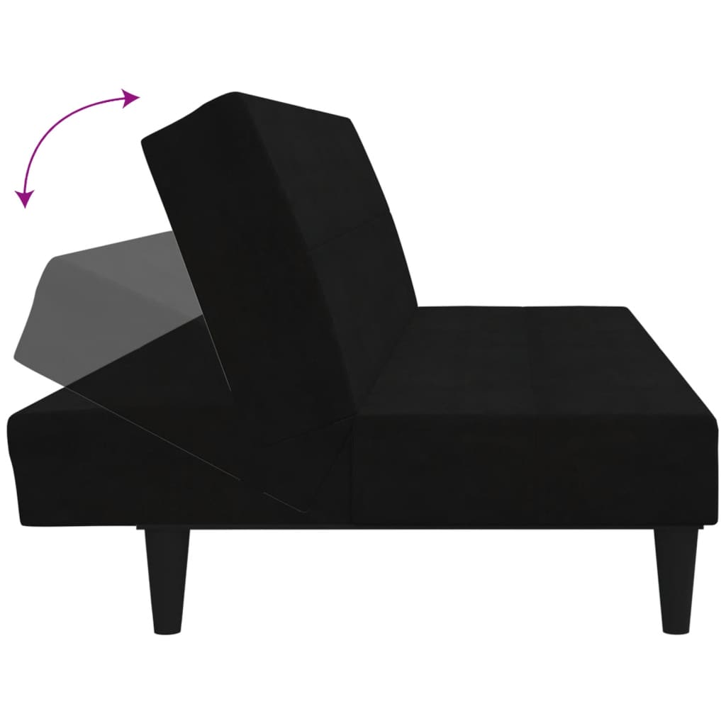 Schlafsofa 2-Sitzer Schwarz Mikrofasergewebe