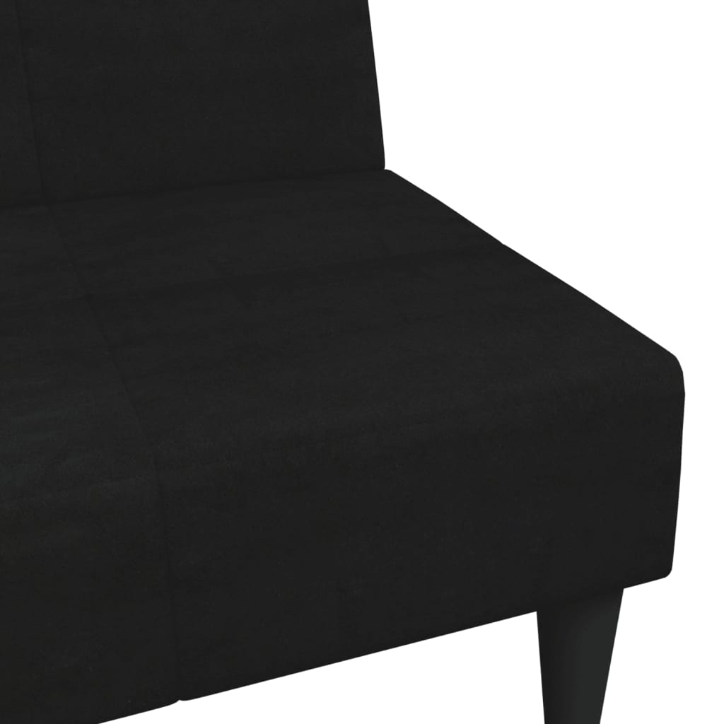 Schlafsofa 2-Sitzer Schwarz Mikrofasergewebe