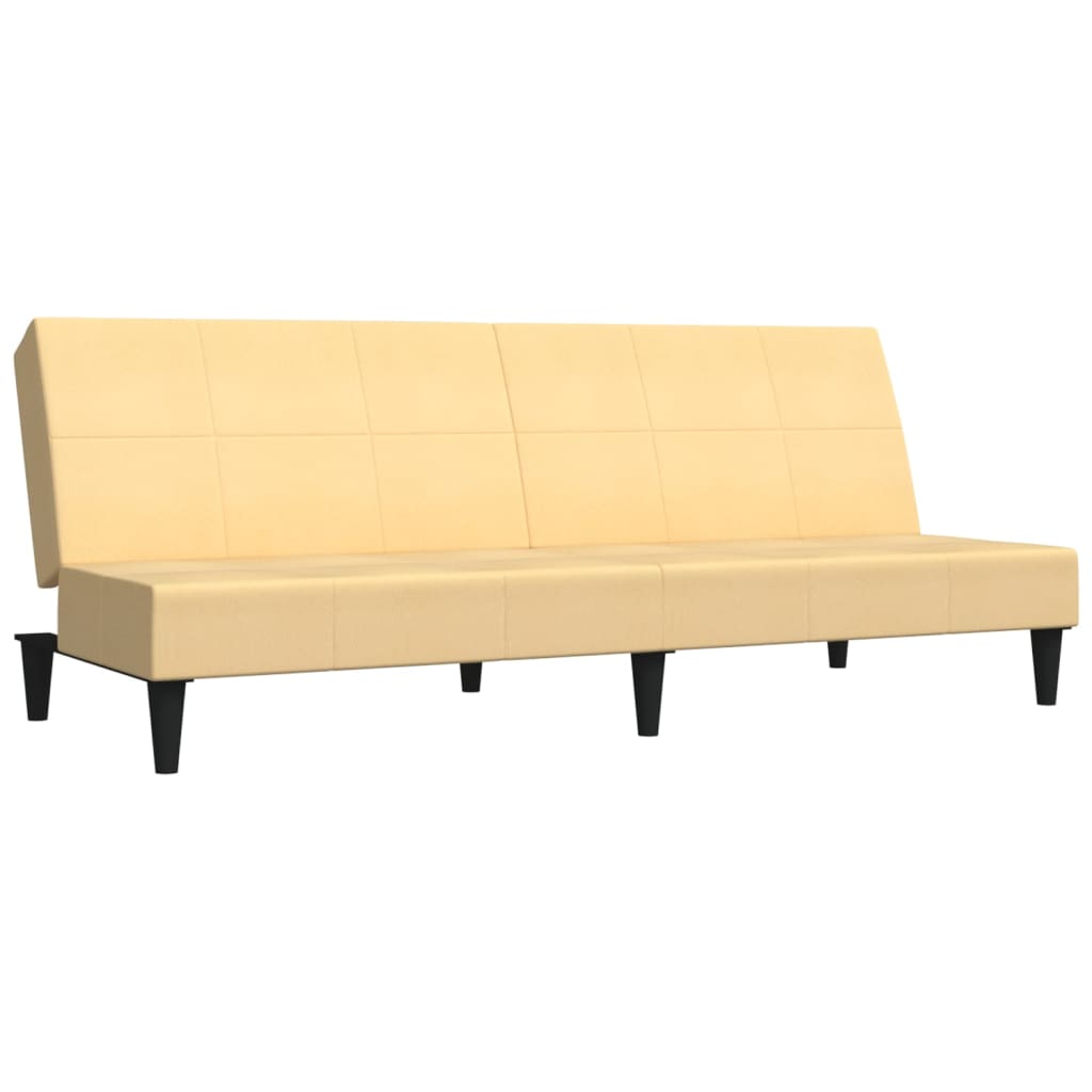 Schlafsofa 2-Sitzer Creme Mikrofasergewebe