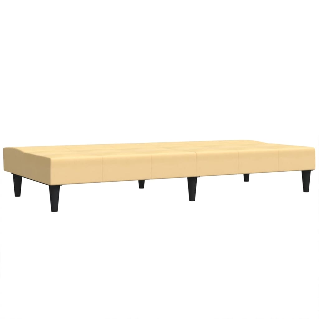 Schlafsofa 2-Sitzer Creme Mikrofasergewebe