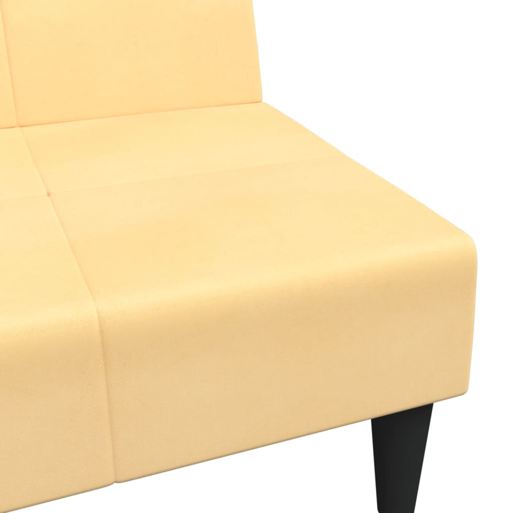 Schlafsofa 2-Sitzer Creme Mikrofasergewebe