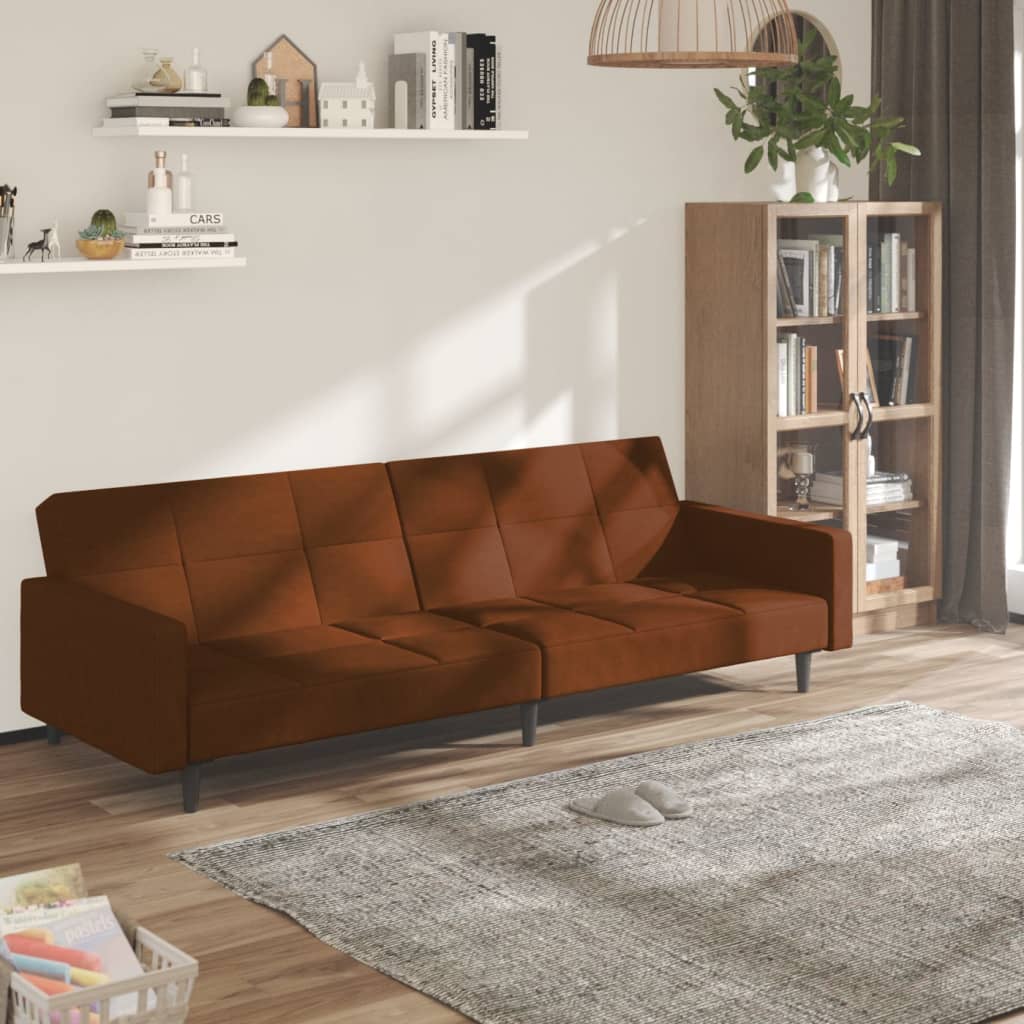 Schlafsofa 2-Sitzer Braun Mikrofaser