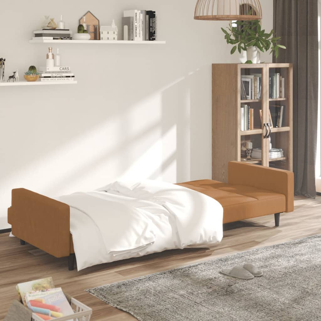 Schlafsofa 2-Sitzer Taupe Mikrofaser