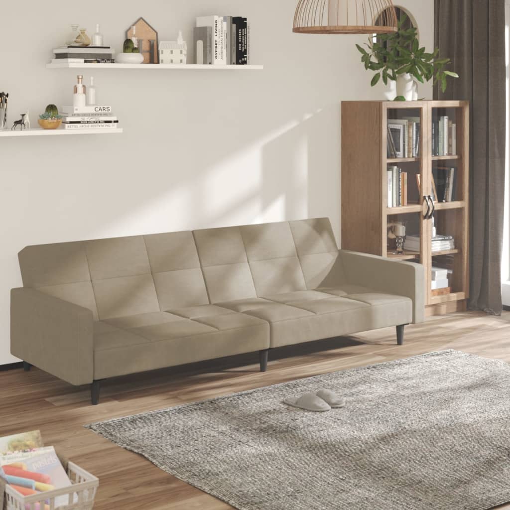 Schlafsofa 2-Sitzer Hellgrau Mikrofaser