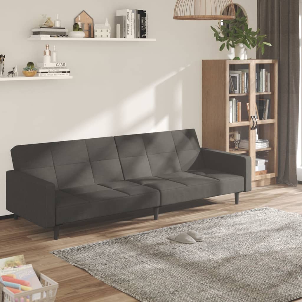 Schlafsofa 2-Sitzer Dunkelgrau Mikrofaser
