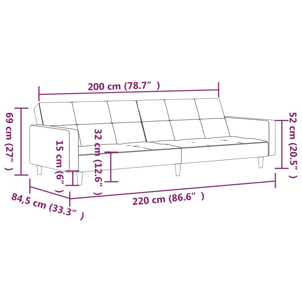 Schlafsofa 2-Sitzer Schwarz Mikrofaser