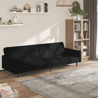 Thumbnail for Schlafsofa 2-Sitzer Schwarz Mikrofaser