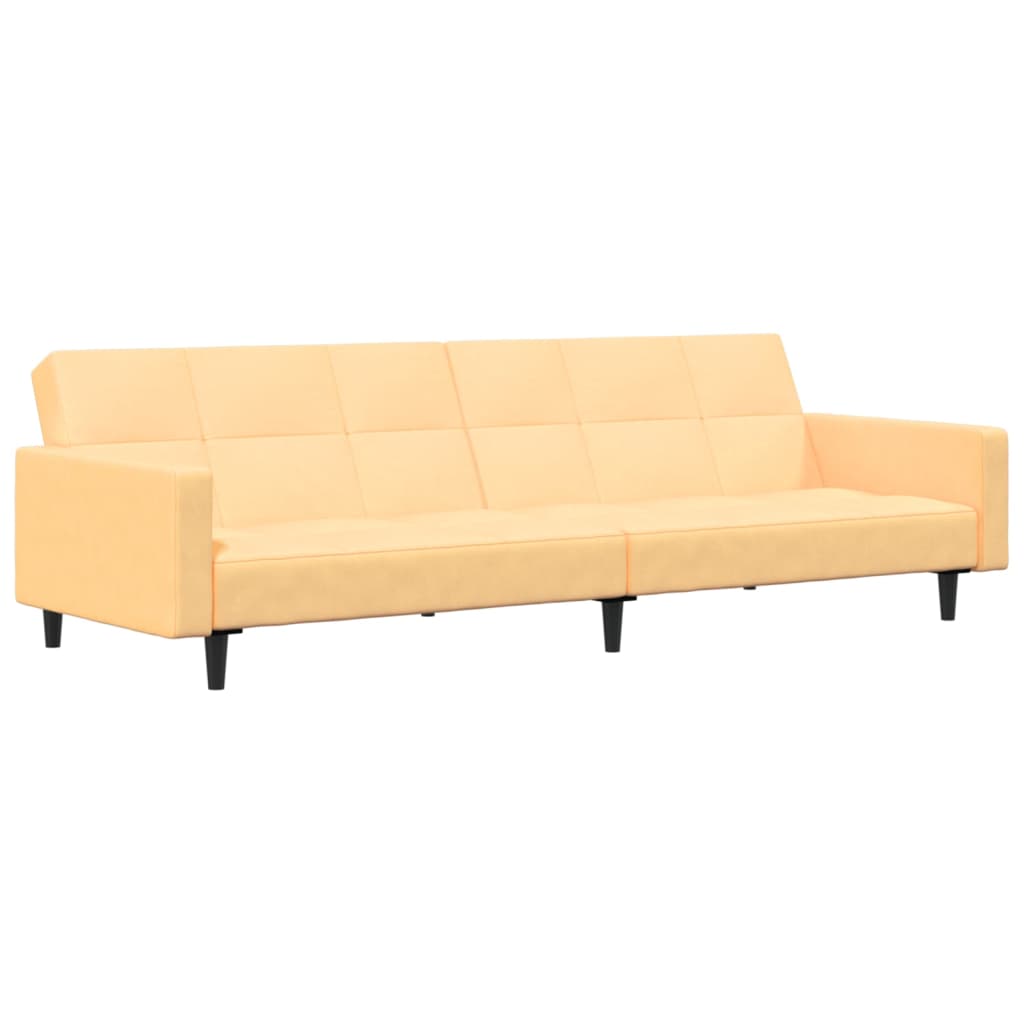 Schlafsofa 2-Sitzer Creme Mikrofaser