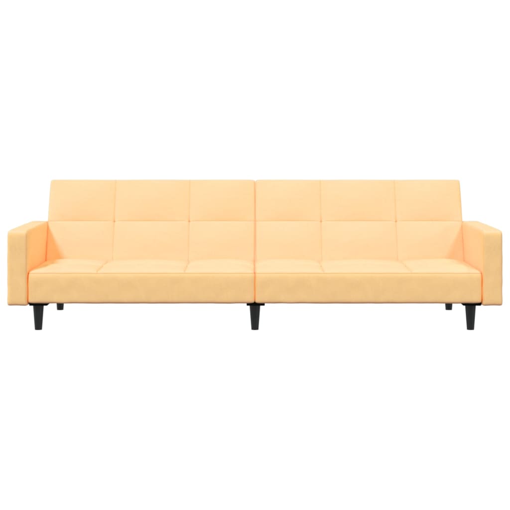 Schlafsofa 2-Sitzer Creme Mikrofaser