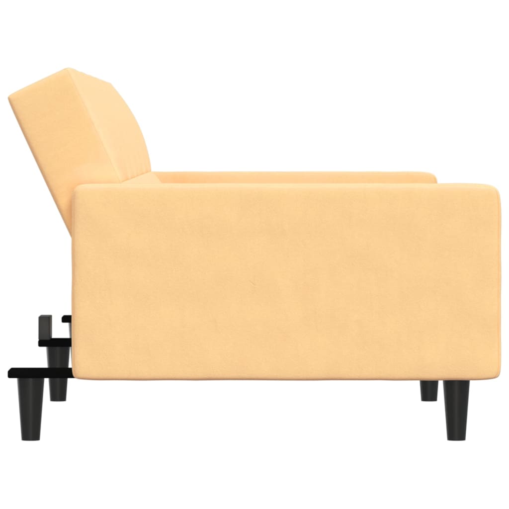 Schlafsofa 2-Sitzer Creme Mikrofaser