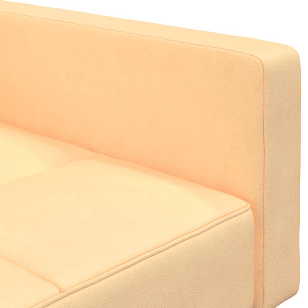 Schlafsofa 2-Sitzer Creme Mikrofaser
