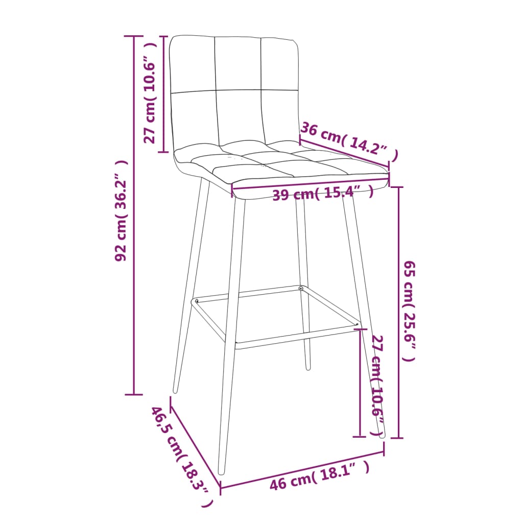 Barhocker 2 Stk. Grau Kunstleder
