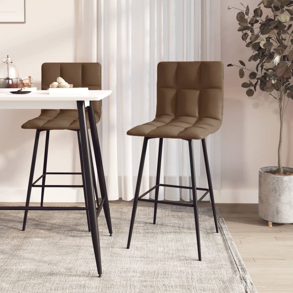Barhocker 2 Stk. Dunkelbraun Kunstleder