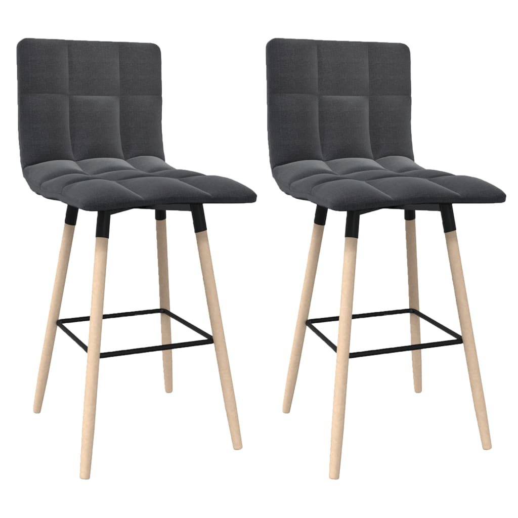 Barhocker 2 Stk. Dunkelgrau Stoff