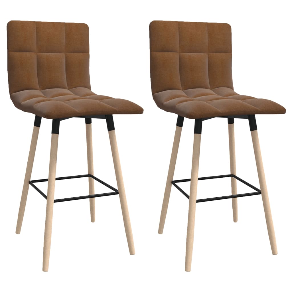Barhocker 2 Stk. Braun Stoff