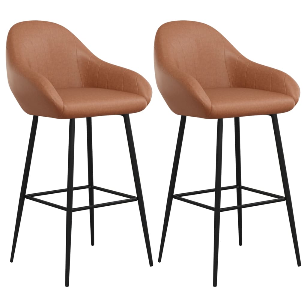 Barhocker 2 Stk. Hellbraun Kunstleder