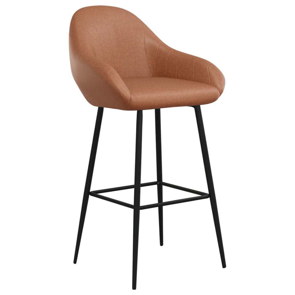 Barhocker 2 Stk. Hellbraun Kunstleder