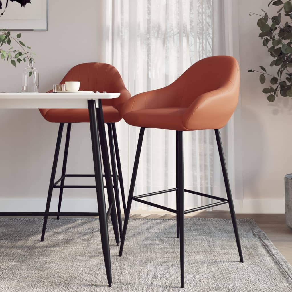 Barhocker 2 Stk. Hellbraun Kunstleder