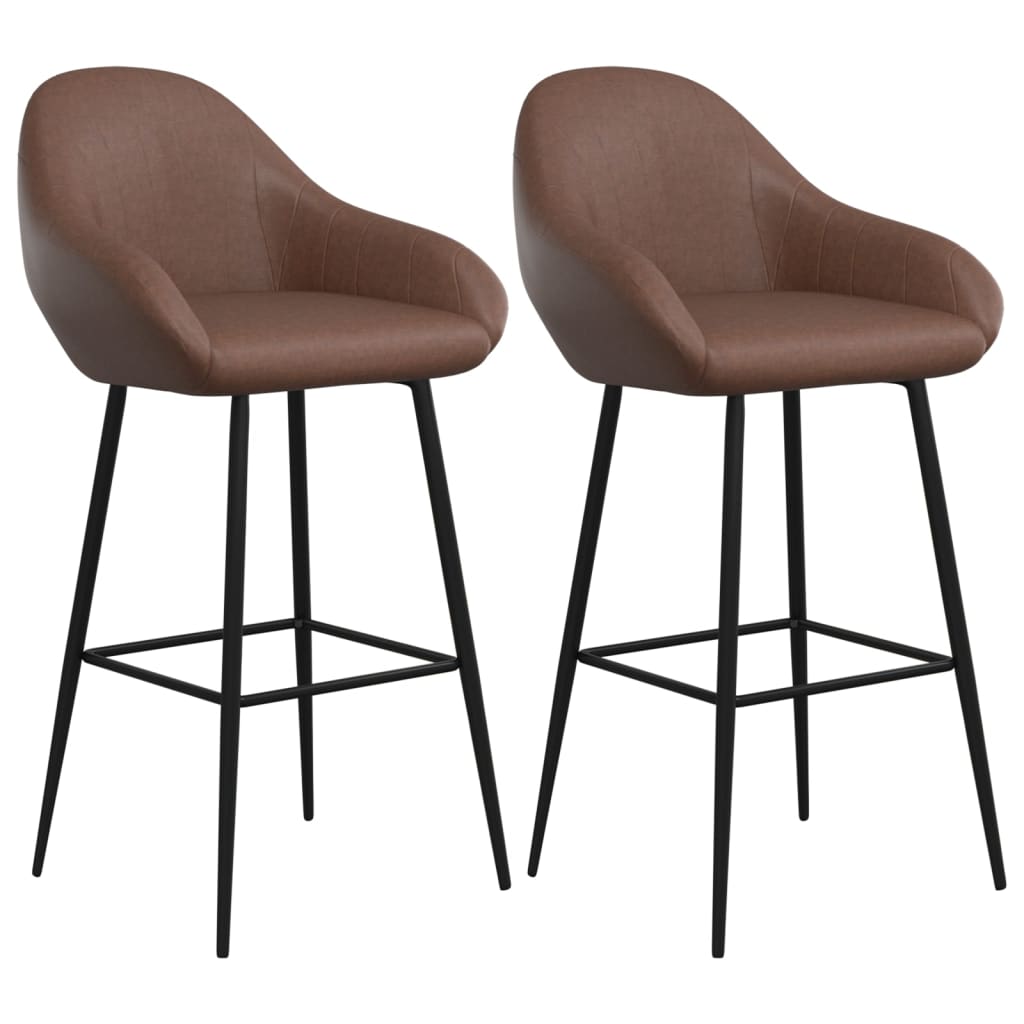 Barhocker 2 Stk. Dunkelbraun Kunstleder