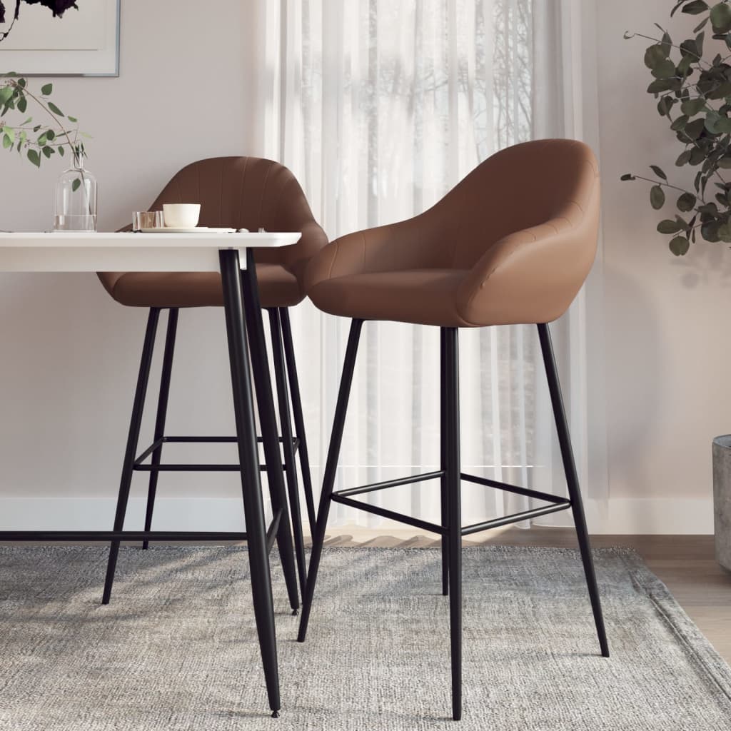 Barhocker 2 Stk. Dunkelbraun Kunstleder