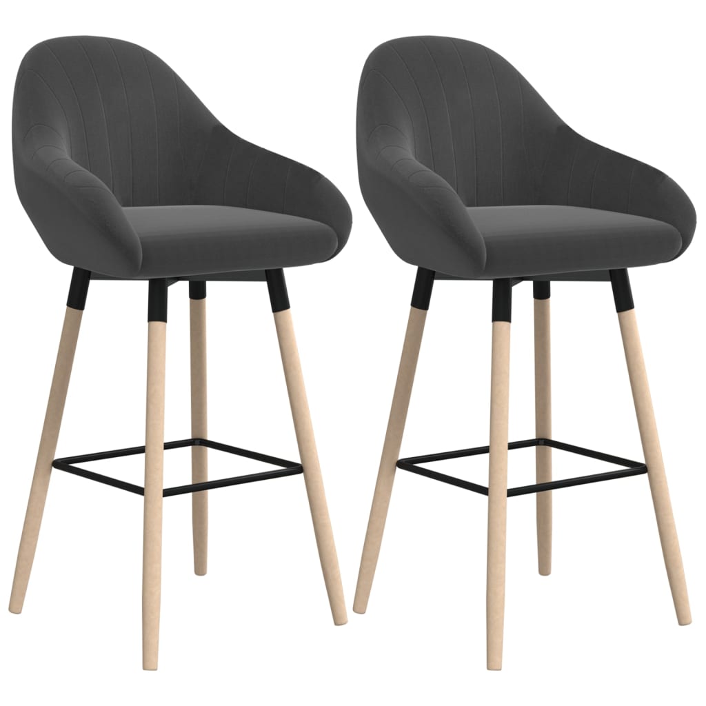 Barhocker 2 Stk. Dunkelgrau Stoff