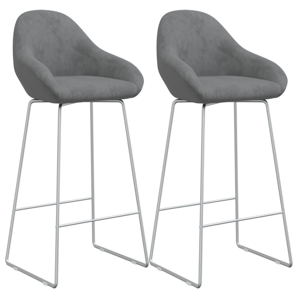Barhocker 2 Stk. Hellgrau Samt