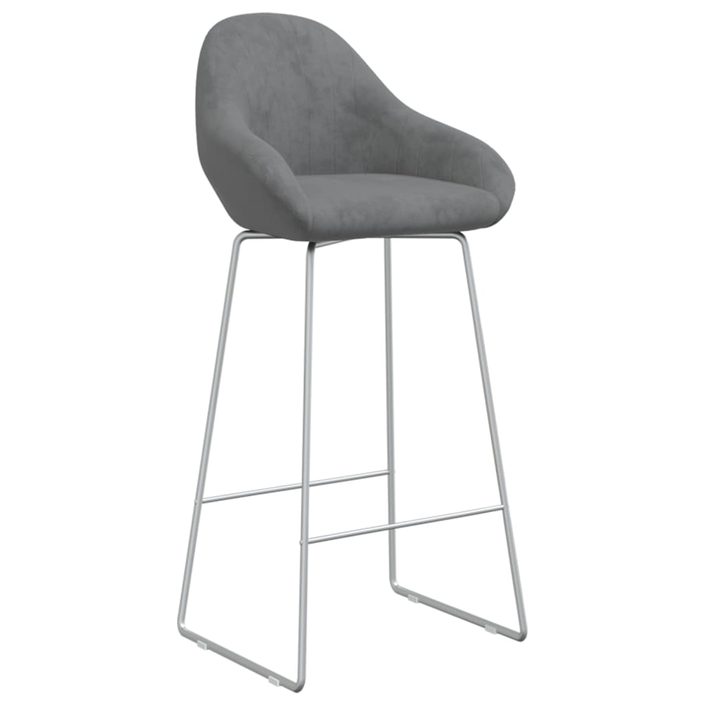 Barhocker 2 Stk. Hellgrau Samt