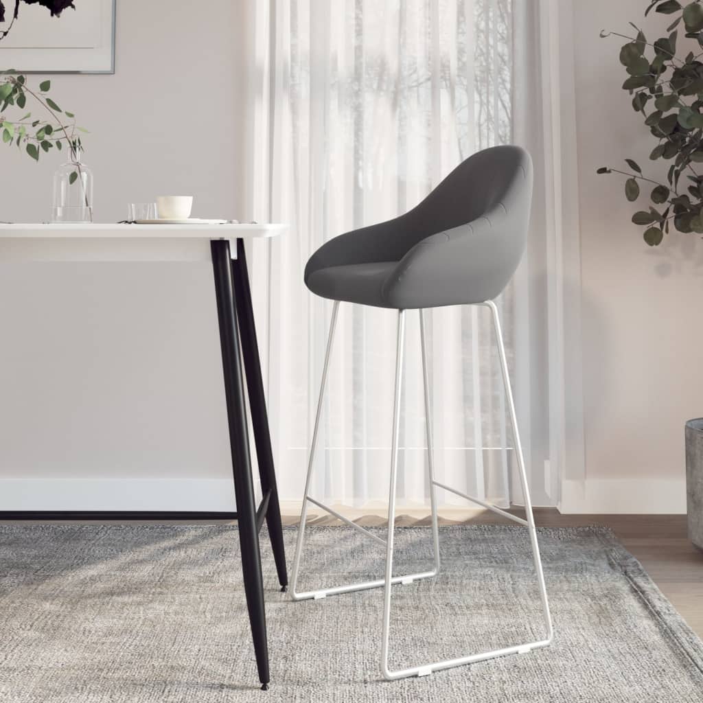 Barhocker 2 Stk. Hellgrau Samt