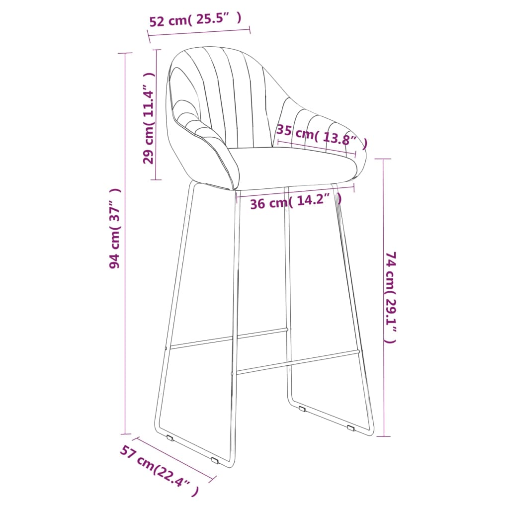 Barhocker 2 Stk. Dunkelgrau Samt