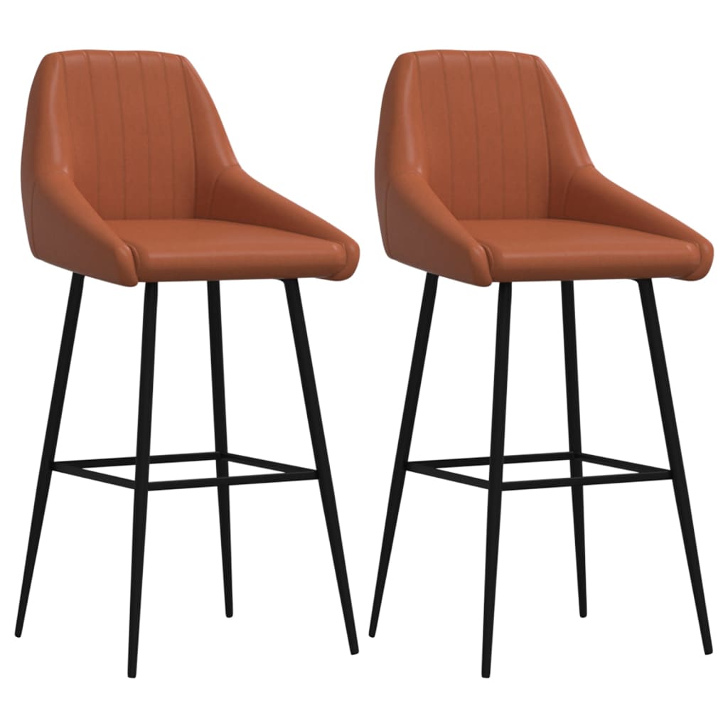 Barhocker 2 Stk. Hellbraun Kunstleder