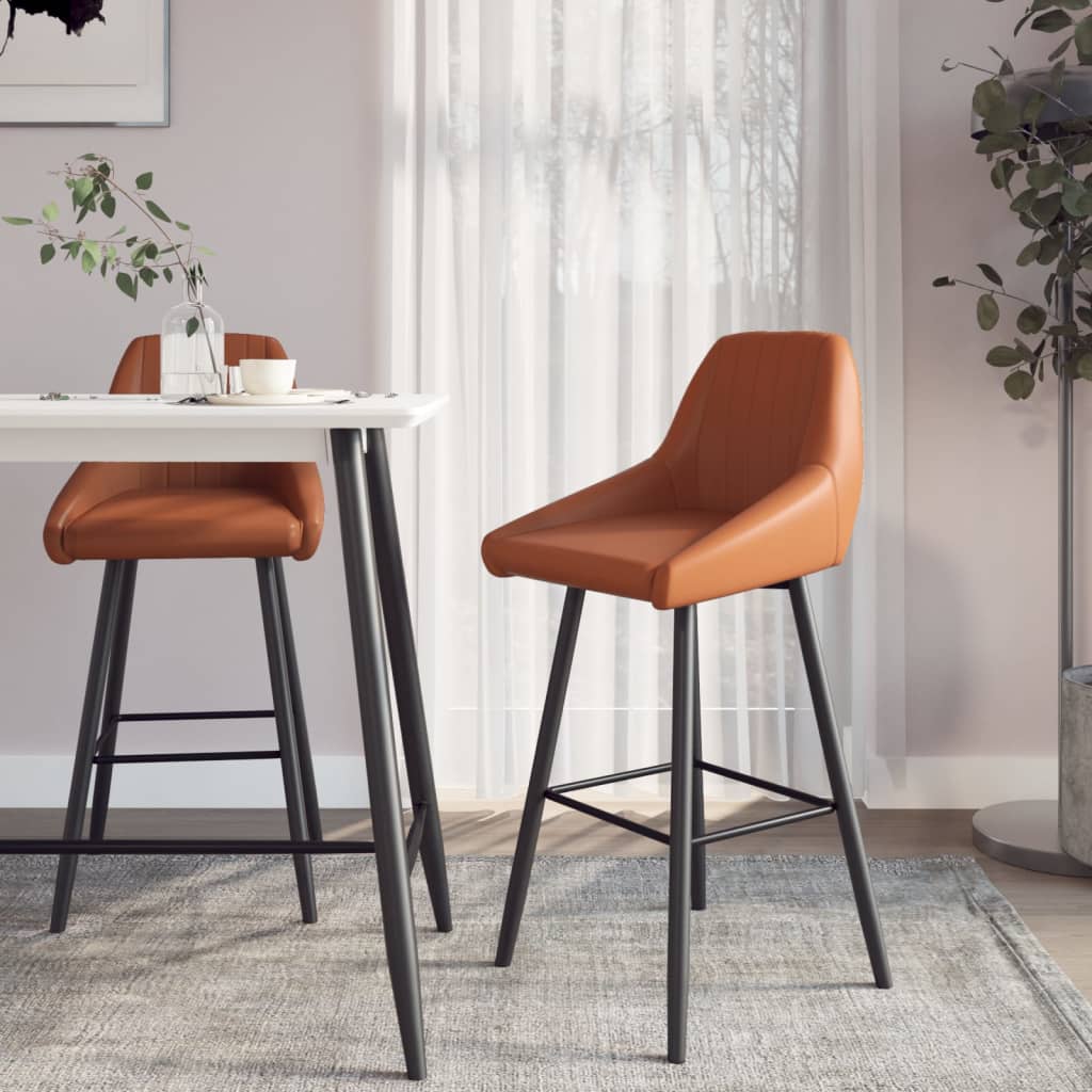 Barhocker 2 Stk. Hellbraun Kunstleder