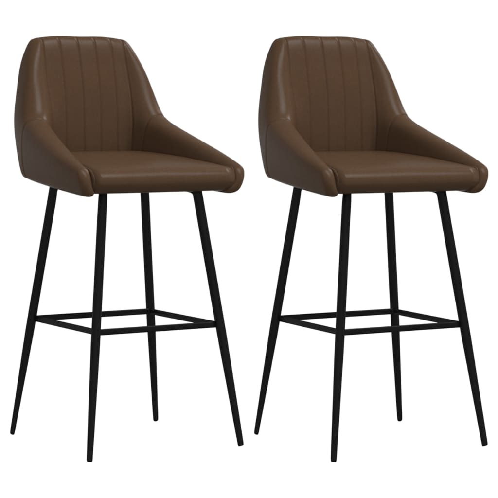 Barhocker 2 Stk. Dunkelbraun Kunstleder