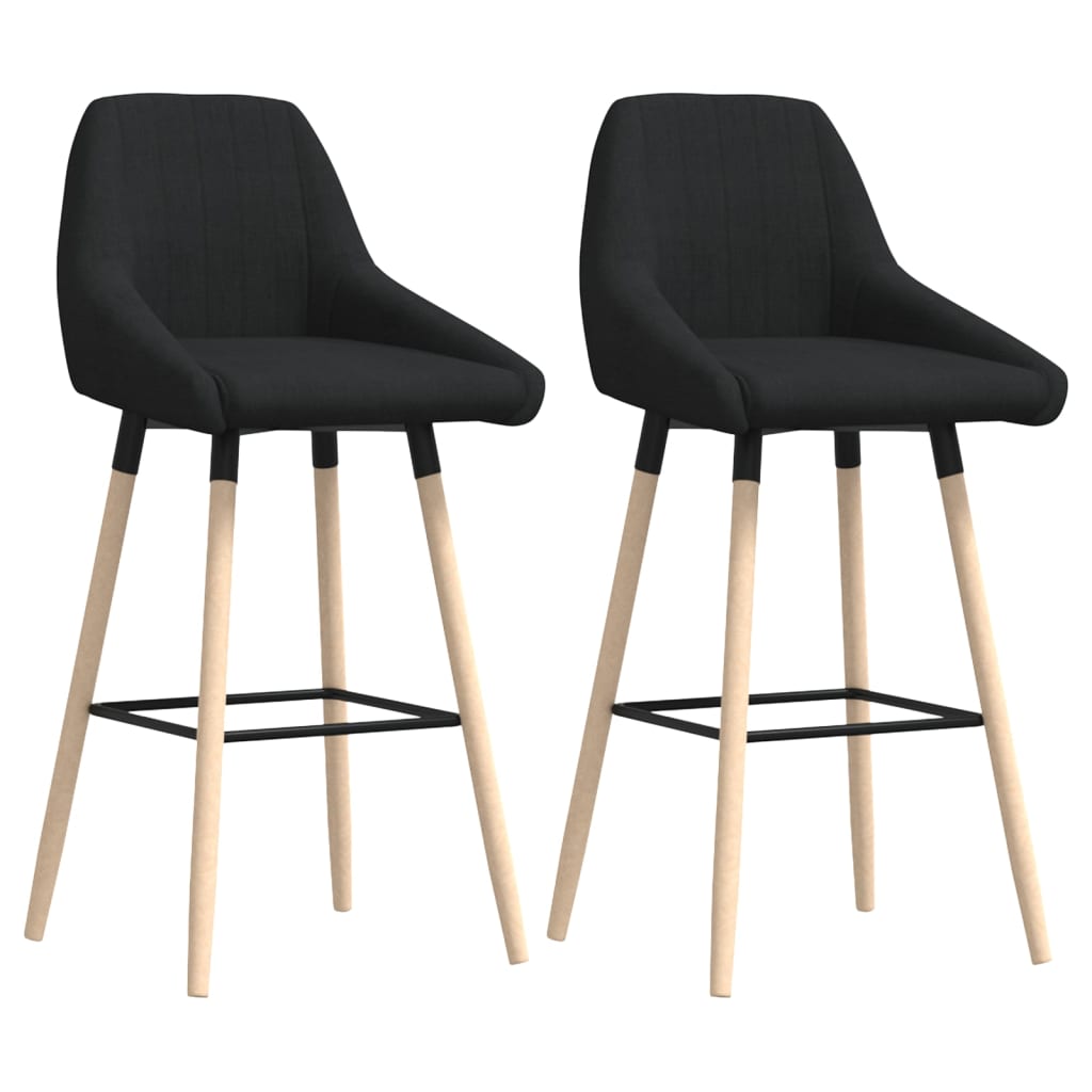 Barhocker 2 Stk. Schwarz Stoff