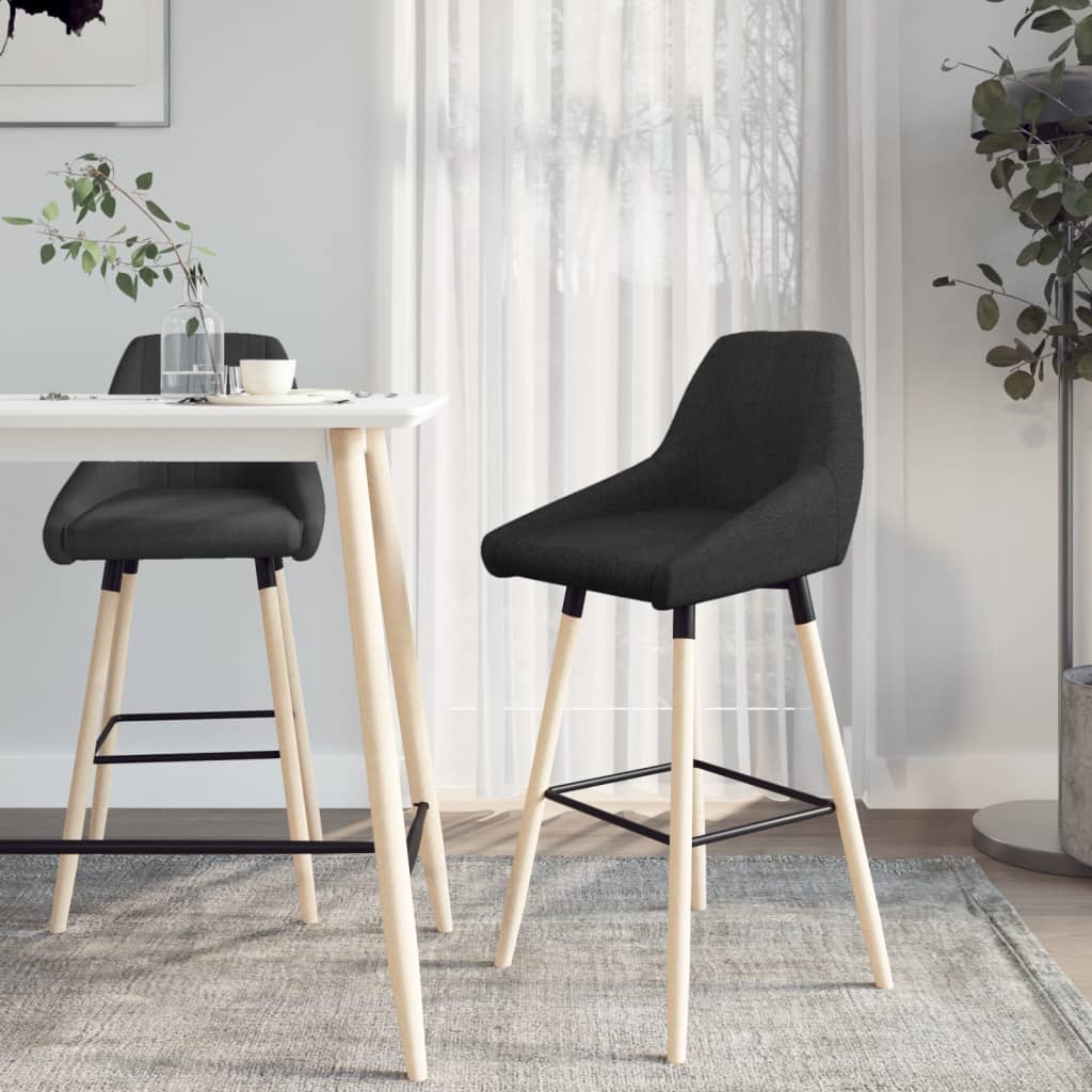 Barhocker 2 Stk. Schwarz Stoff