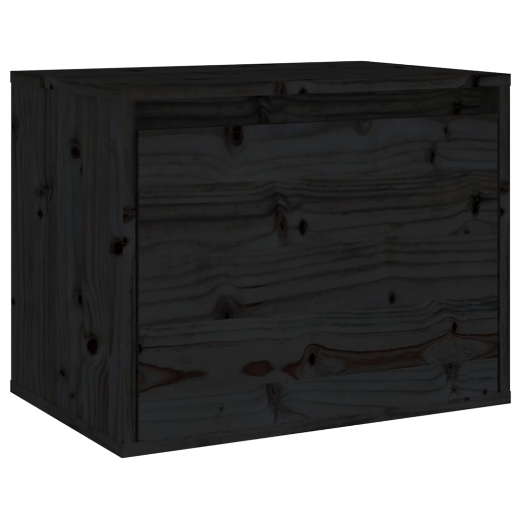 Wandschrank Schwarz 45x30x35 cm Massivholz Kiefer