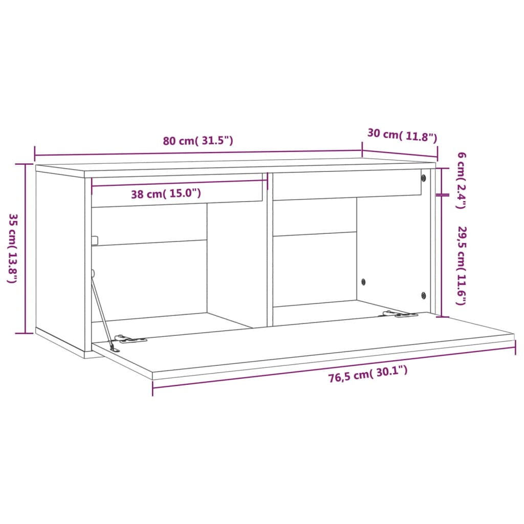 Wandschrank 80x30x35 cm Massivholz Kiefer