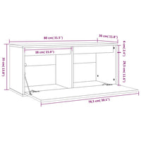 Thumbnail for Wandschrank Weiß 80x30x35 cm Massivholz Kiefer