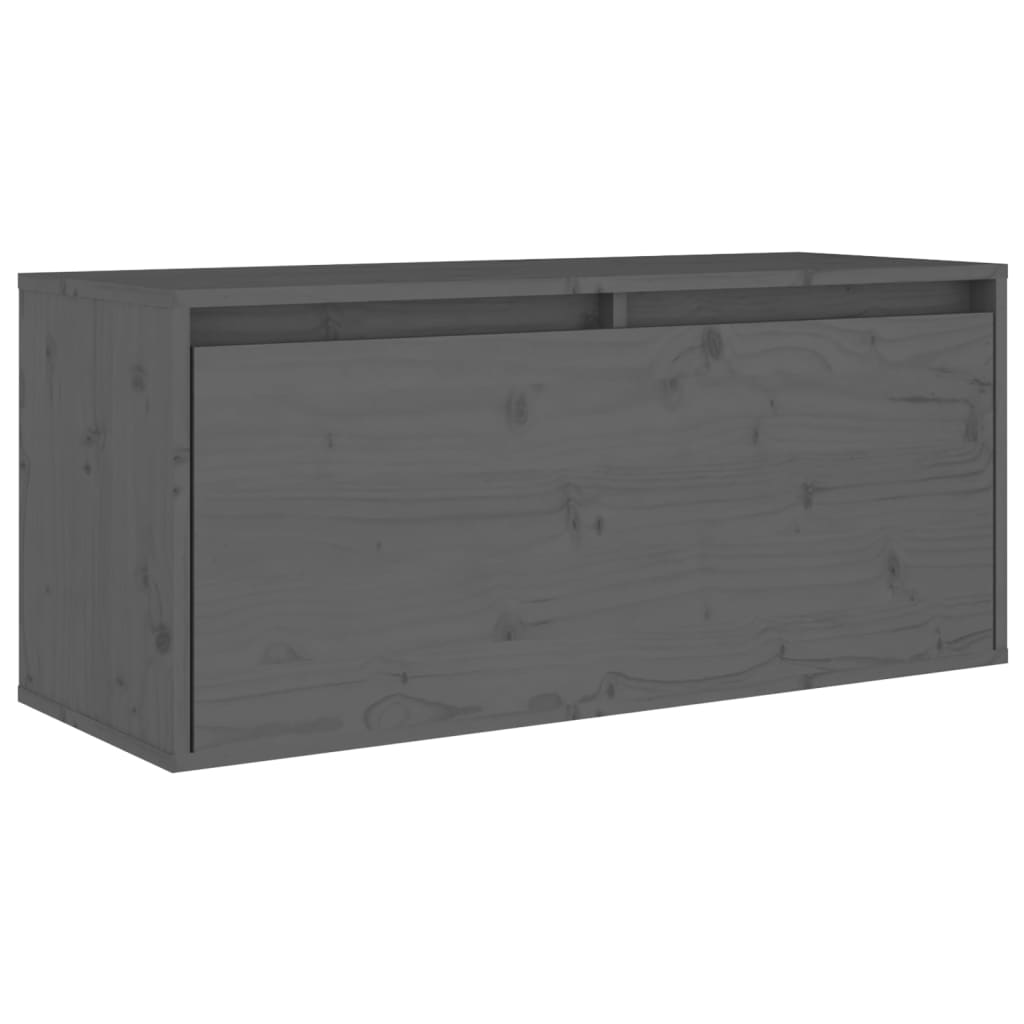 Wandschrank Grau 80x30x35 cm Massivholz Kiefer