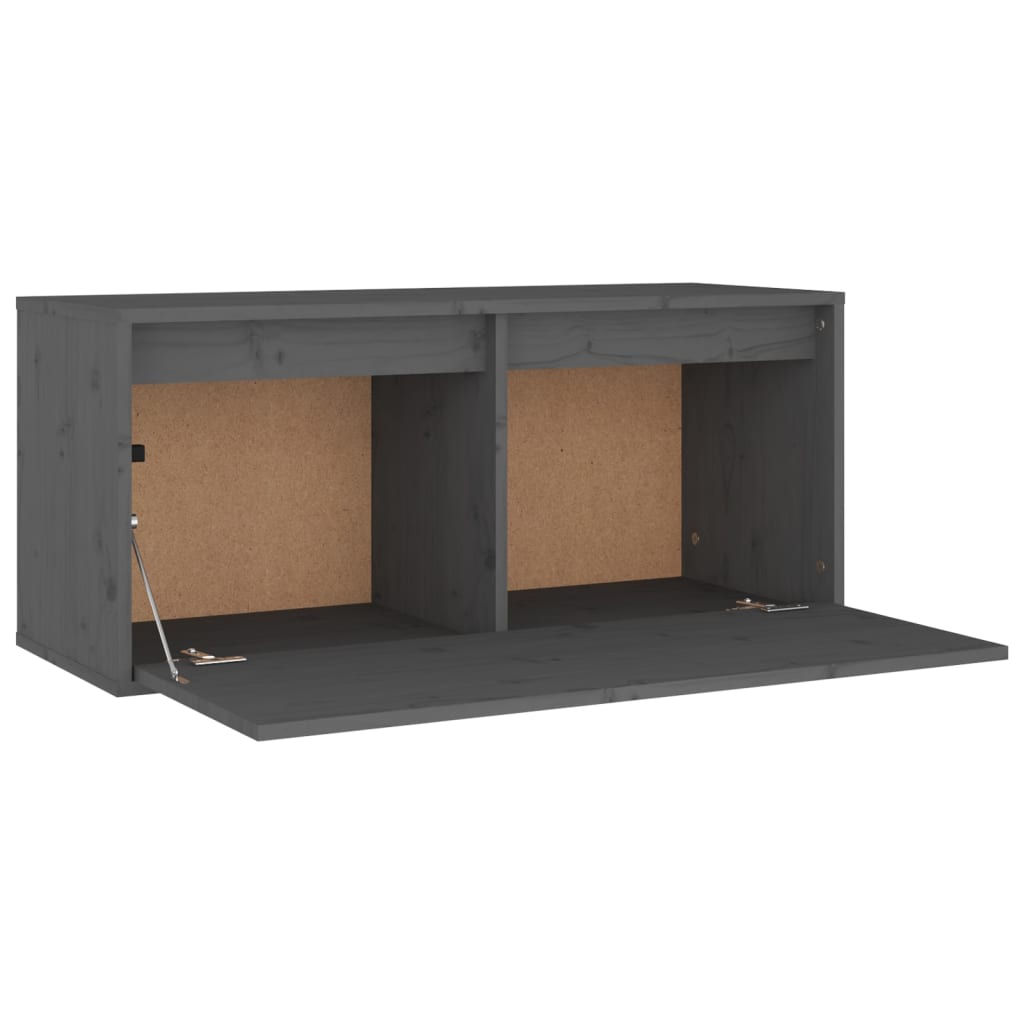 Wandschrank Grau 80x30x35 cm Massivholz Kiefer