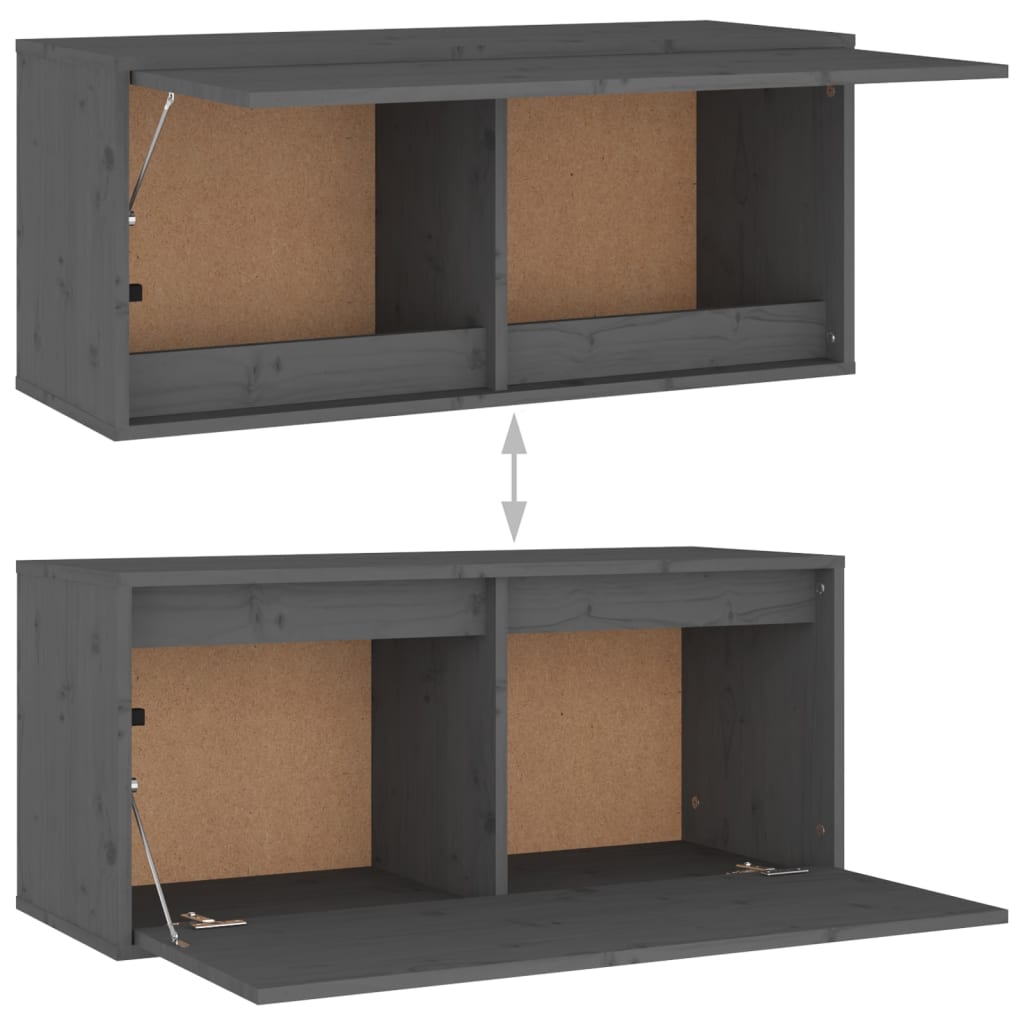 Wandschrank Grau 80x30x35 cm Massivholz Kiefer