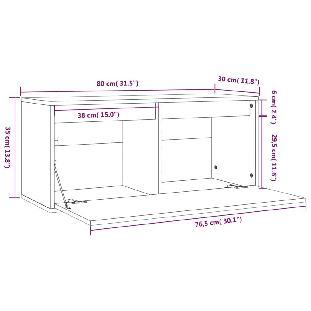 Wandschrank Honigbraun 80x30x35 cm Massivholz Kiefer