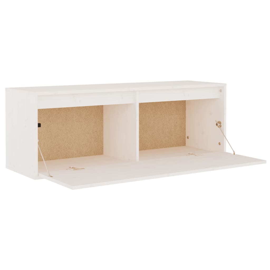 Wandschrank Weiß 100x30x35 cm Massivholz Kiefer