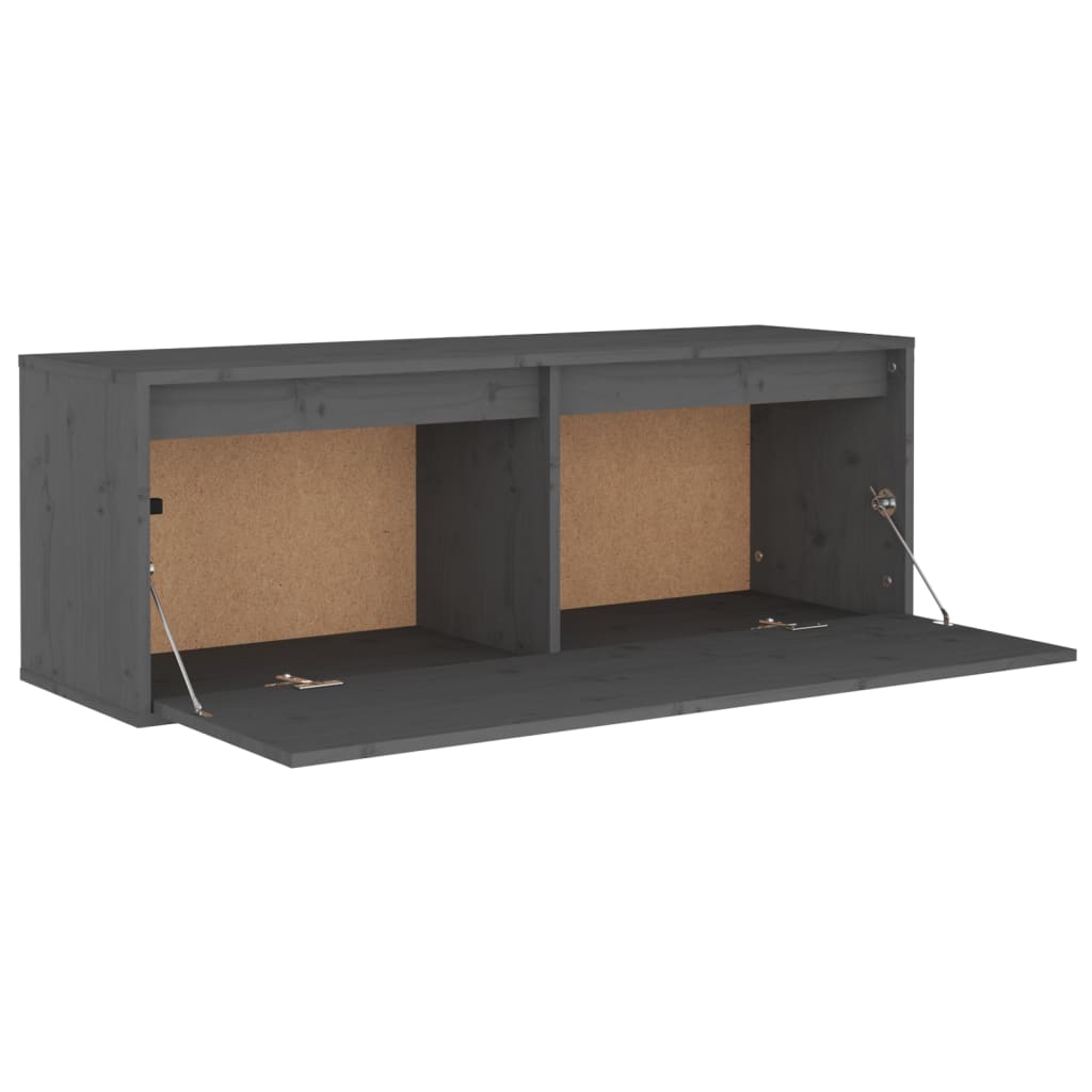 Wandschrank Grau 100x30x35 cm Massivholz Kiefer