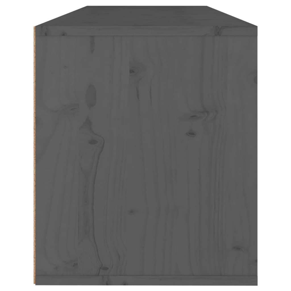 Wandschrank Grau 100x30x35 cm Massivholz Kiefer