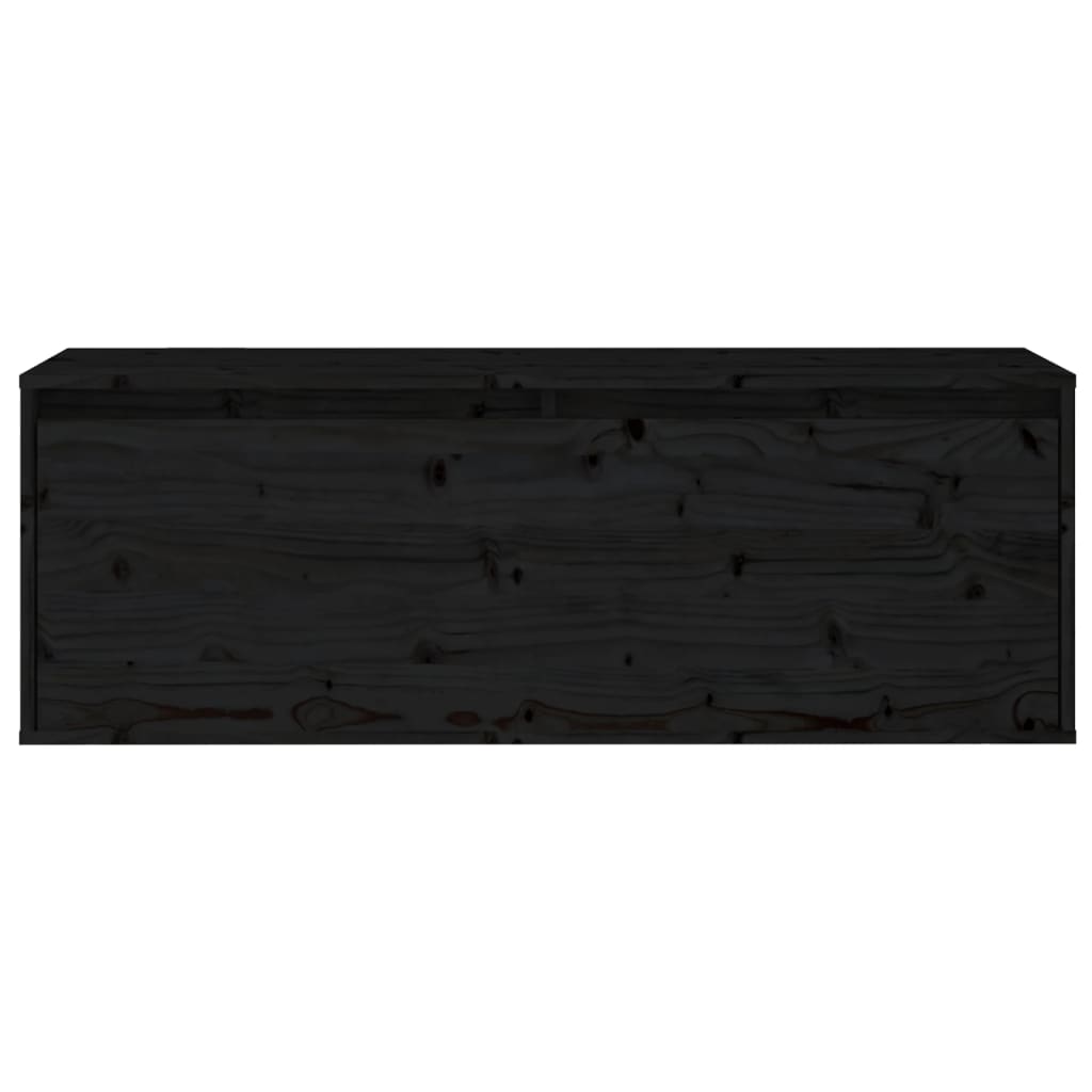 Wandschrank Schwarz 100x30x35 cm Massivholz Kiefer