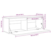 Thumbnail for Wandschrank Schwarz 100x30x35 cm Massivholz Kiefer